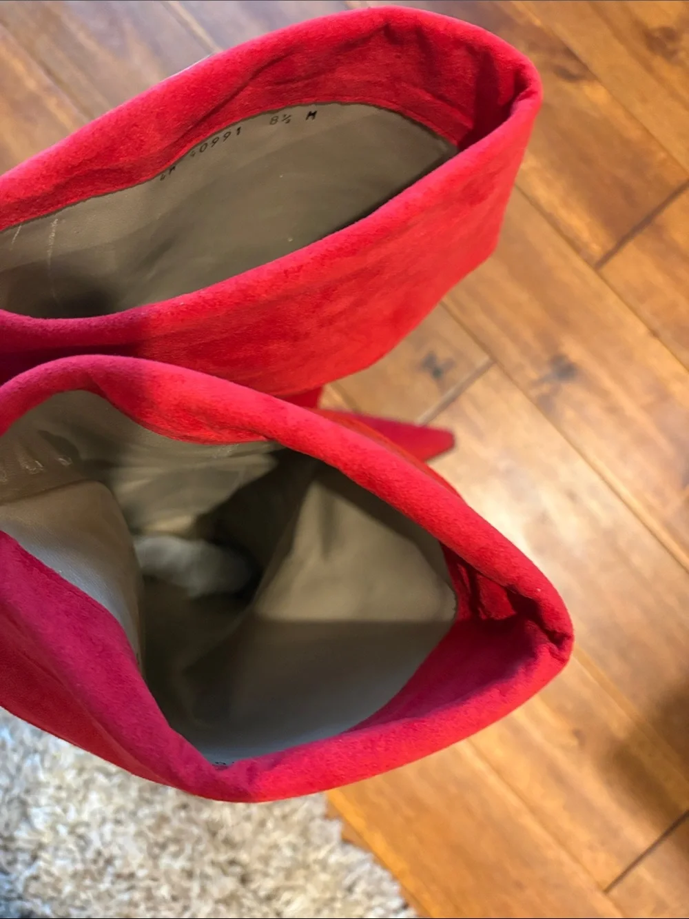 Stuart Weitzman Red Suede Pointed-Toe Over-The-Knee Boots